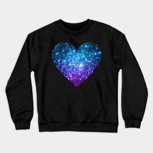 Teal and Purple Ombre Faux Glitter Heart Crewneck Sweatshirt